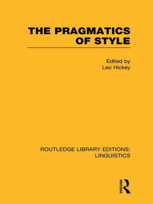cover image of The Pragmatics of Style